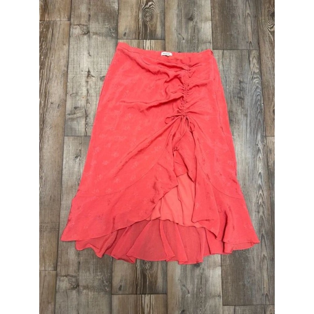 Coral midi skirt with drawstring
